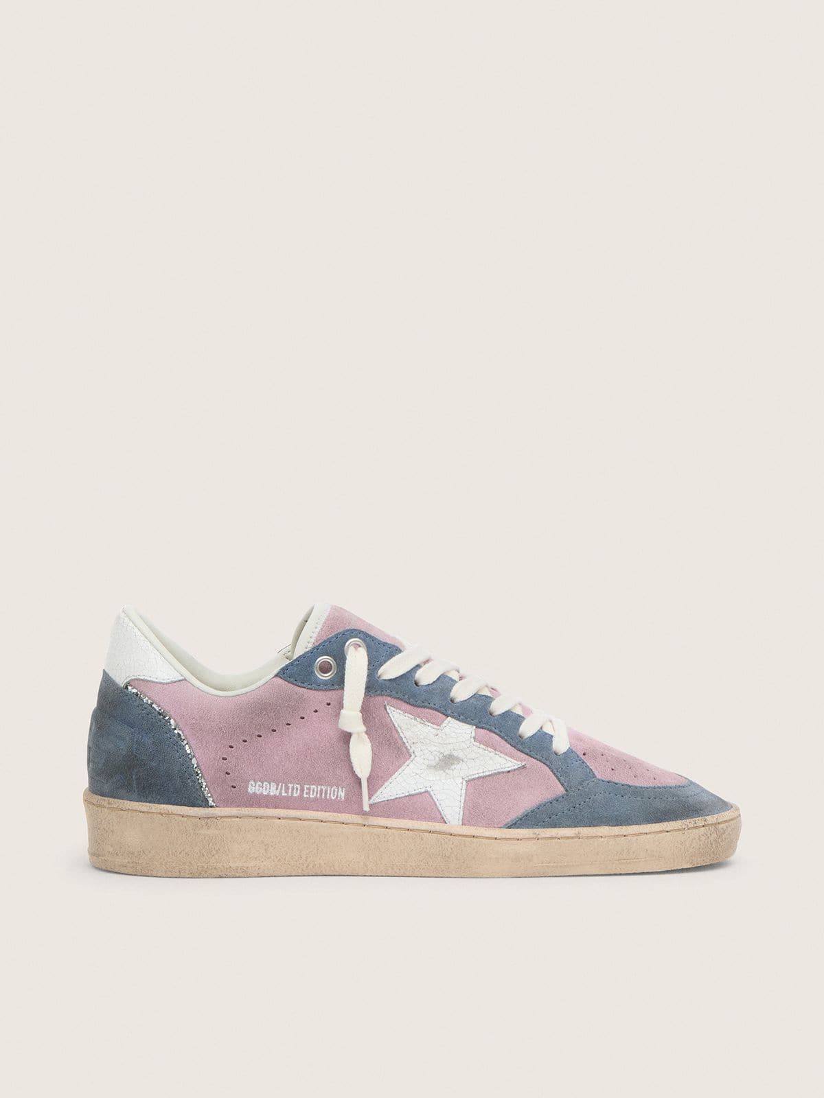 Golden Goose Womens Ball Star Ltd In Lilac Suede With White Star Womens