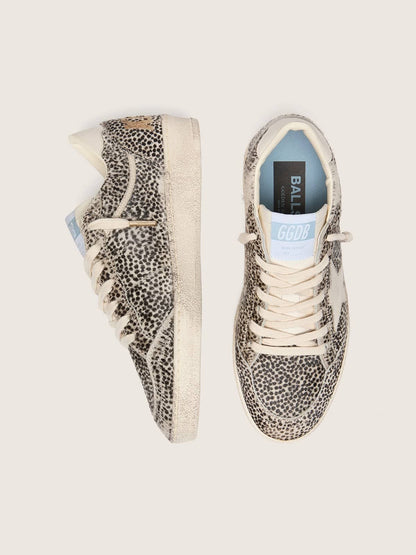 Golden Goose Womens Ball Star Ltd In Leopard Pony Skin With Cream Leather Star Womens