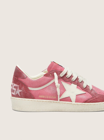 Golden Goose Womens Ball Star Ltd In Pink Suede With Cream Leather Star And Red Suede Inserts Womens
