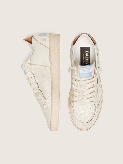 Golden Goose Womens Ball Star In Cream Leather With Tone-On-Tone Star And Beads Womens
