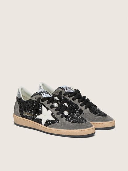 Golden Goose Womens Gray And Black Ball Star Ltd In Glitter With Skins Womens