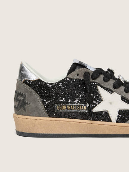Golden Goose Womens Gray And Black Ball Star Ltd In Glitter With Skins Womens