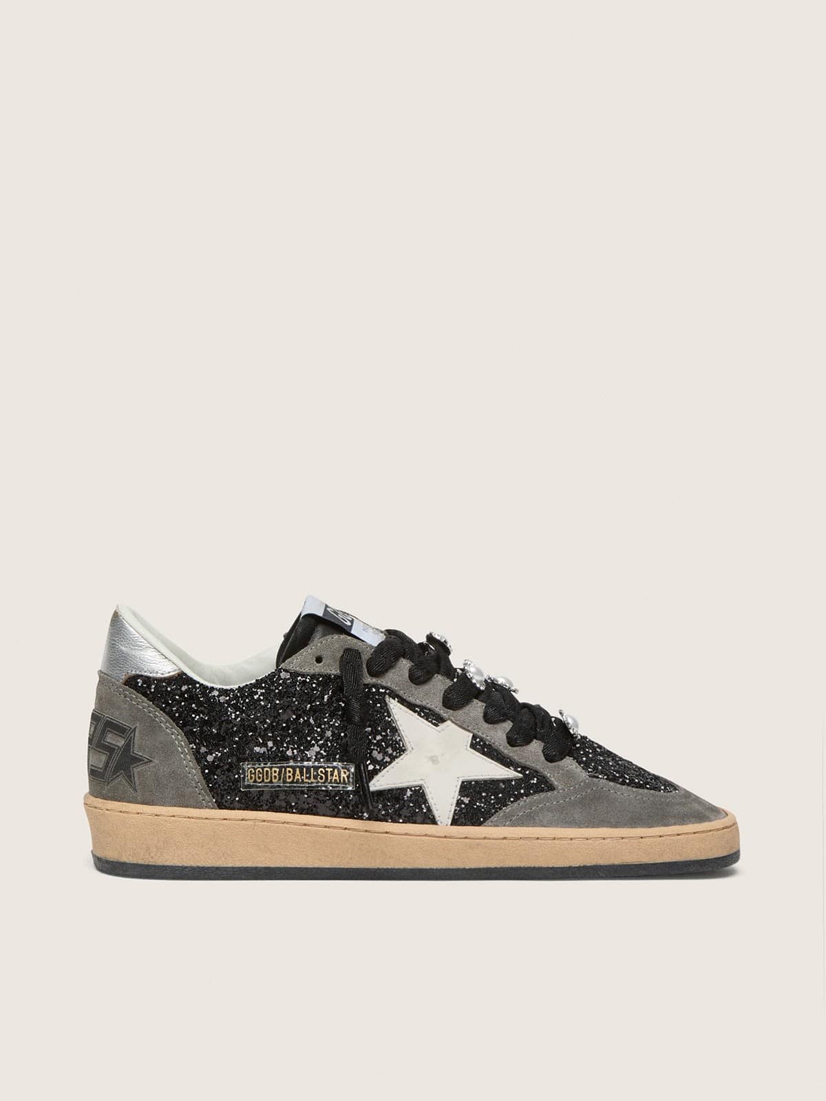 Golden Goose Womens Gray And Black Ball Star Ltd In Glitter With Skins Womens