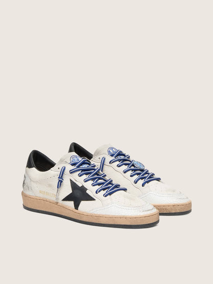 Golden Goose Womens Ball Star Ltd In White Nappa Leather With Black Leather Star And Heel Tab Womens