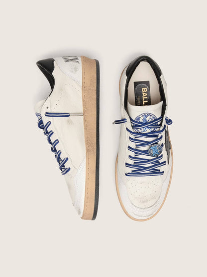 Golden Goose Womens Ball Star Ltd In White Nappa Leather With Black Leather Star And Heel Tab Womens