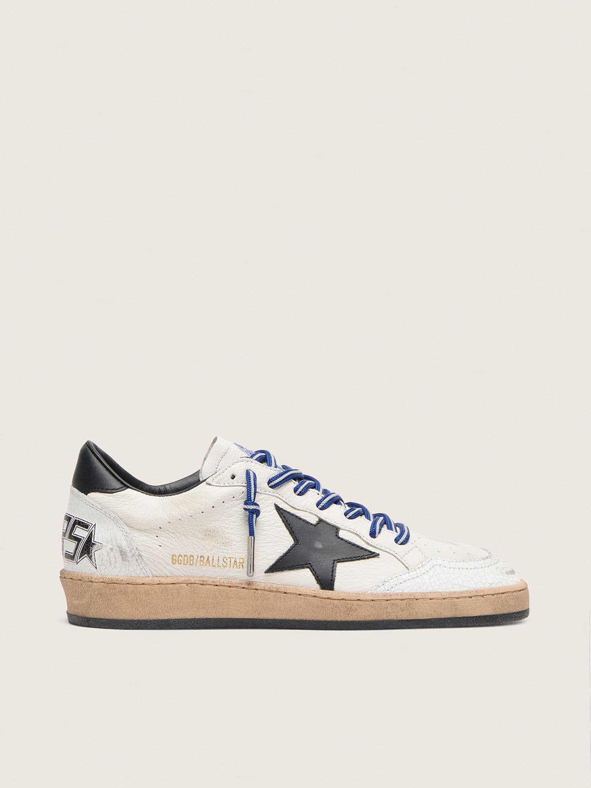 Golden Goose Womens Ball Star Ltd In White Nappa Leather With Black Leather Star And Heel Tab Womens