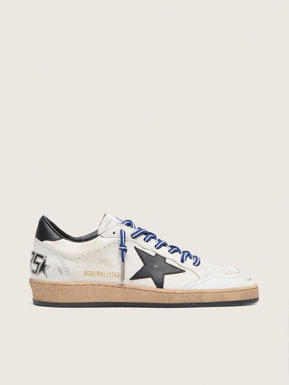Golden Goose Womens Ball Star Ltd In White Nappa Leather With Black Leather Star And Heel Tab Womens