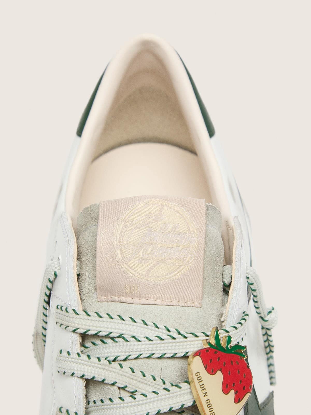 Golden Goose Womens Ball Star Ltd In White Leather With Green Star And Skins Womens