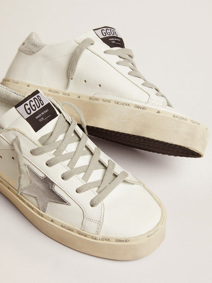 Golden Goose Womens Hi Star With Star And Metallic Silver Heel Womens