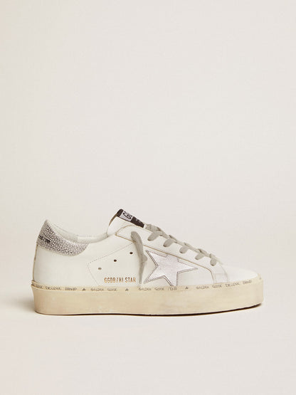 Golden Goose Womens Hi Star With Star And Metallic Silver Heel Womens