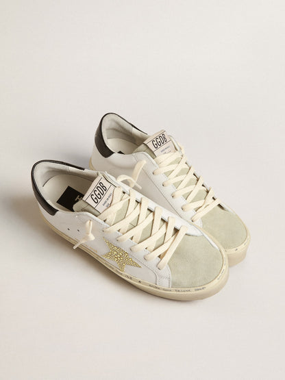 Golden Goose Hi Star With Swarovski Crystal Star And Black Heel Tab Womens