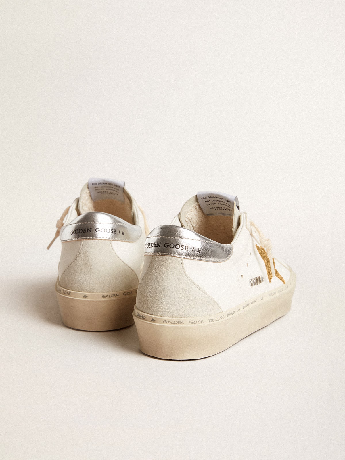 Golden Goose Hi Star With Swarovski Crystal Star And Silver Leather Heel Tab Womens