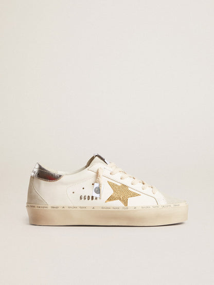 Golden Goose Hi Star With Swarovski Crystal Star And Silver Leather Heel Tab Womens