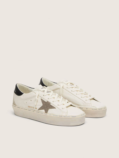 Golden Goose Hi Star With Swarovski Crystal Star And Black Leather Heel Tab Womens