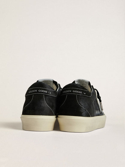 Golden Goose Womens Hi Star In Black Suede With Silver Swarovski Crystal Star Womens