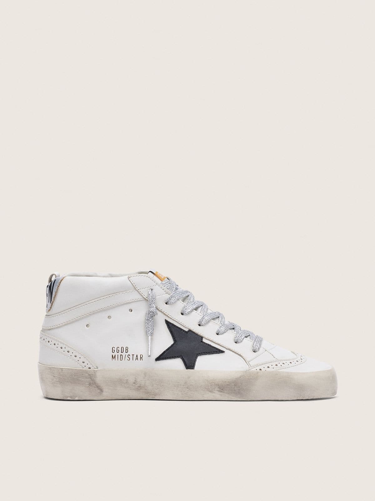 Golden Goose Womens Mid Star With Laminated Heel Tab And Glitter Laces Womens