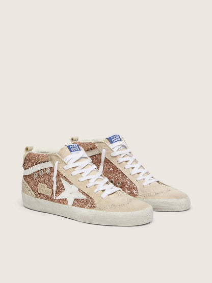 Golden Goose Womens Mid Star With Pink Glitter Womens