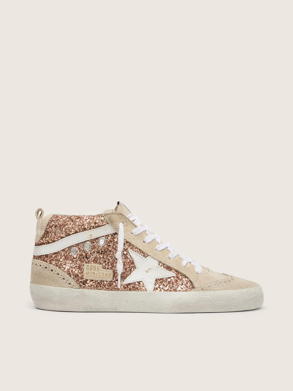 Golden Goose Womens Mid Star With Pink Glitter Womens