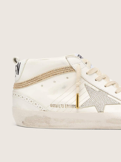Golden Goose Mid Star With Star And Heel Tab In Suede With Swarovski Crystals Womens
