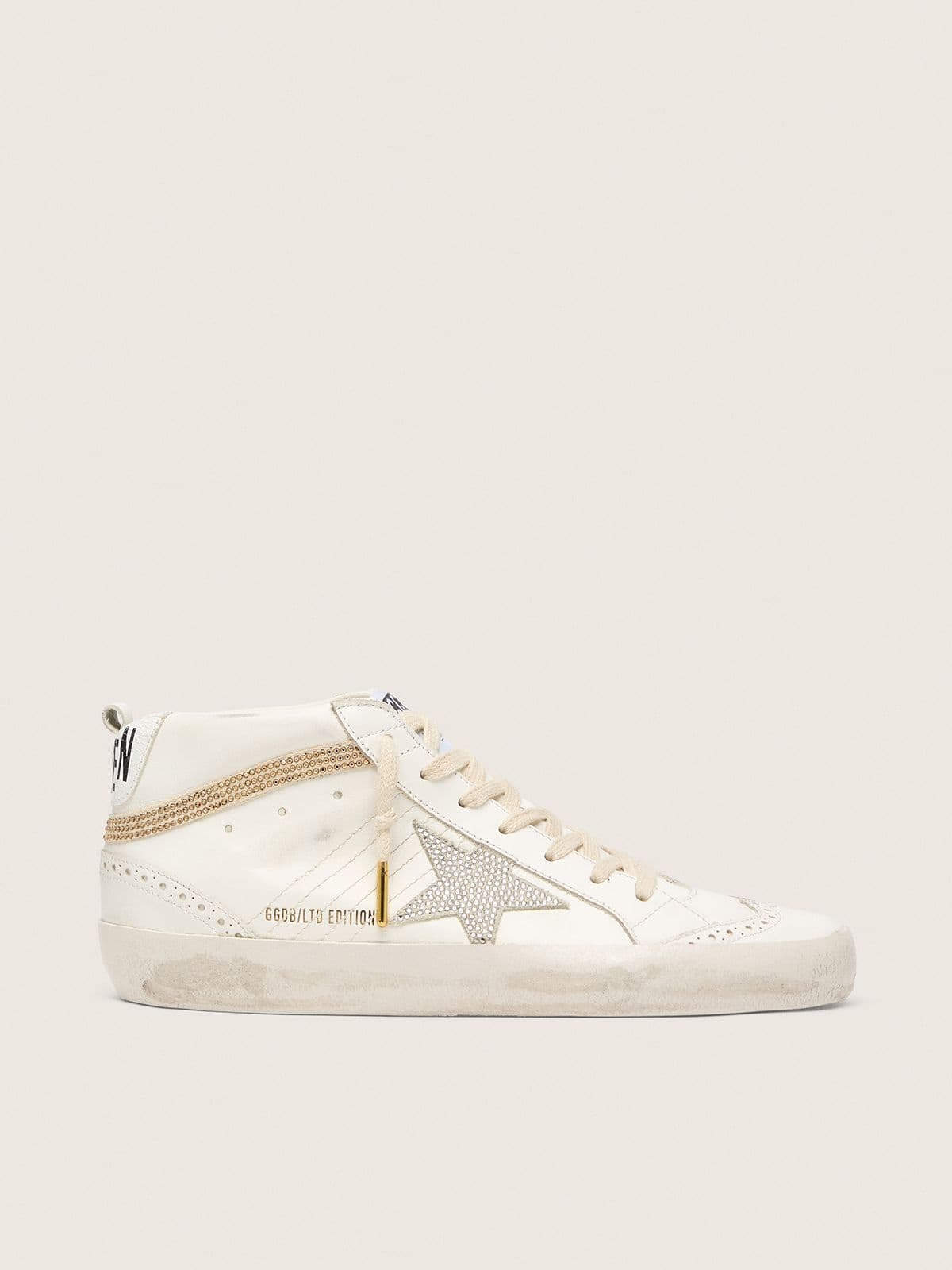 Golden Goose Mid Star With Star And Heel Tab In Suede With Swarovski Crystals Womens
