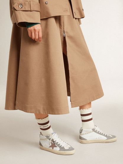Golden Goose Womens Mid Star In Nappa And Suede With Light Brown Metallic Leather Star Womens