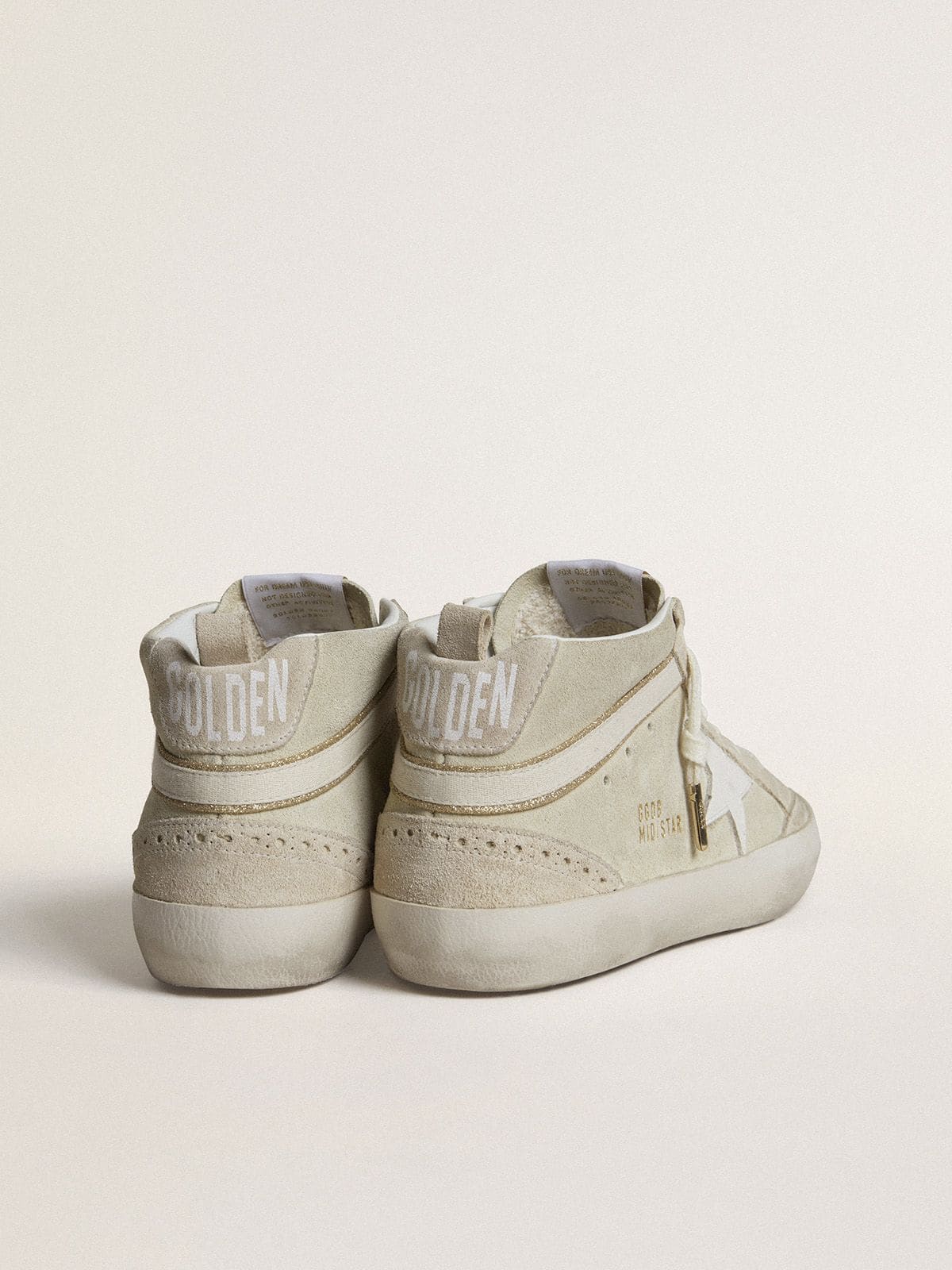 Golden Goose Mid Star In Light Gray Suede With White Leather Star Womens