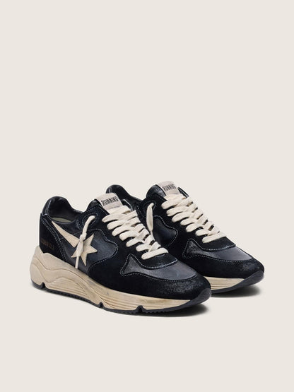 Golden Goose Womens Running Sole In Black Nappa And Suede Womens