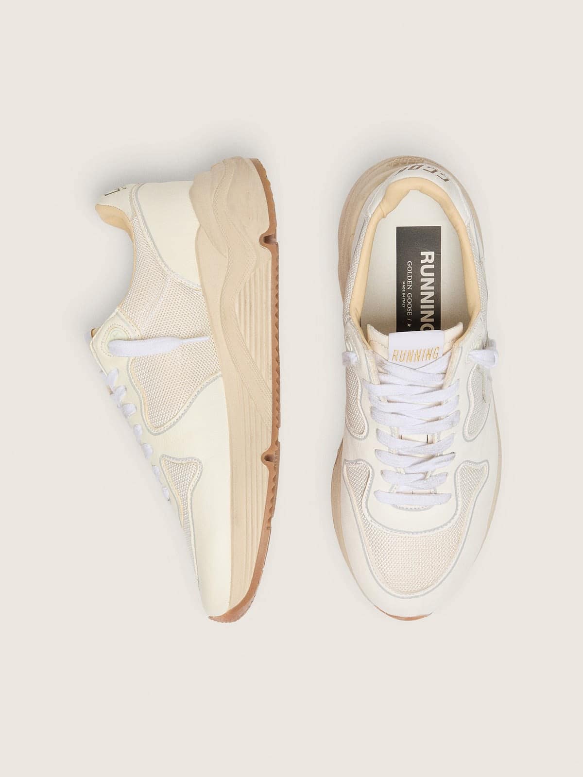 Golden Goose Womens Running Sole In Mesh And White Nappa Womens