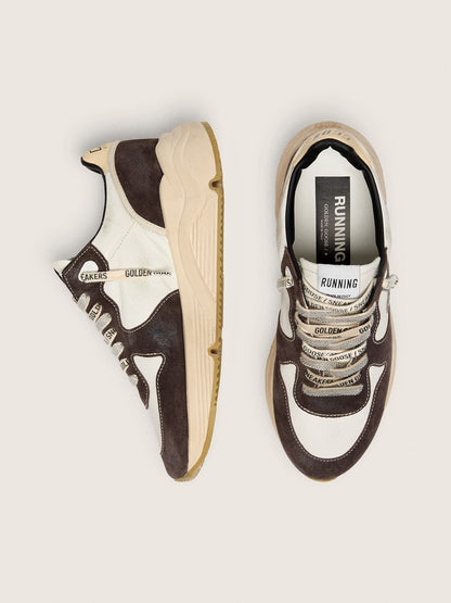 Golden Goose Womens Running Sole In Nappa And Brown Suede With A Swarovski Crystal Star Womens