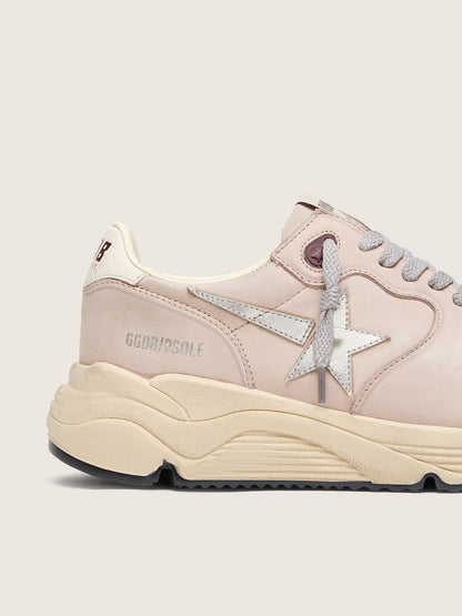 Golden Goose Womens Running Sole In Powder-Pink Leather With Silver Star Womens