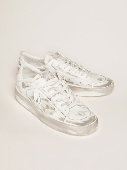 Golden Goose Stardan Sneakers In White Leather With Lived-In Treatment Womens