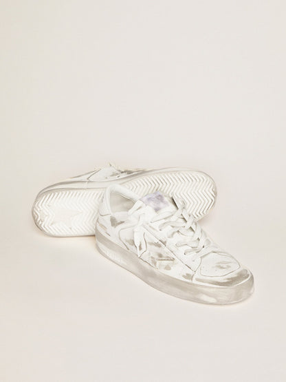 Golden Goose Stardan Sneakers In White Leather With Lived-In Treatment Womens