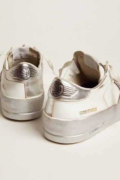 Golden Goose Stardan Sneakers With Silver Metallic Leather Star And Heel Tab Womens