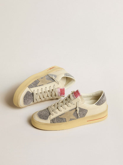 Golden Goose Womens Stardan In Suede With Sand Star And Silver Swarovski Crystal Inserts Womens