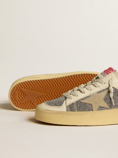 Golden Goose Womens Stardan In Suede With Sand Star And Silver Swarovski Crystal Inserts Womens