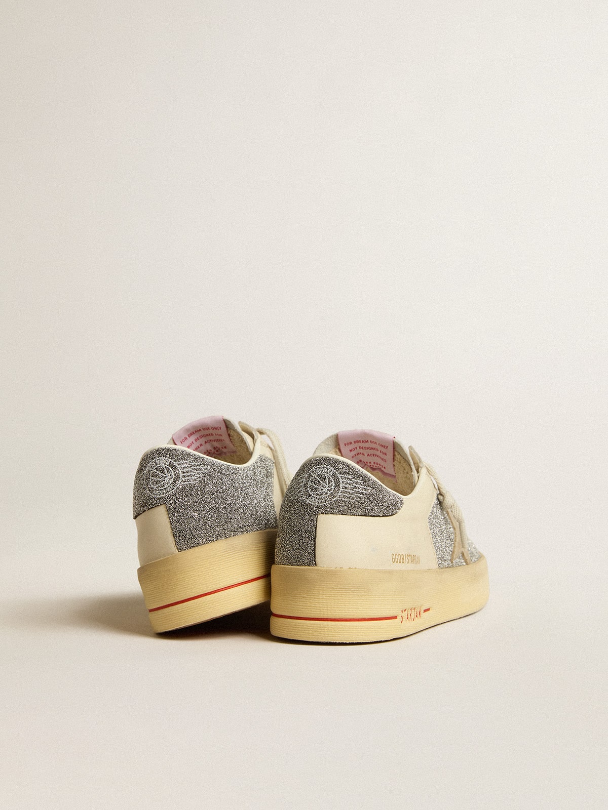 Golden Goose Womens Stardan In Suede With Sand Star And Silver Swarovski Crystal Inserts Womens