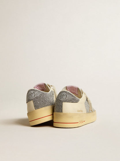 Golden Goose Womens Stardan In Suede With Sand Star And Silver Swarovski Crystal Inserts Womens