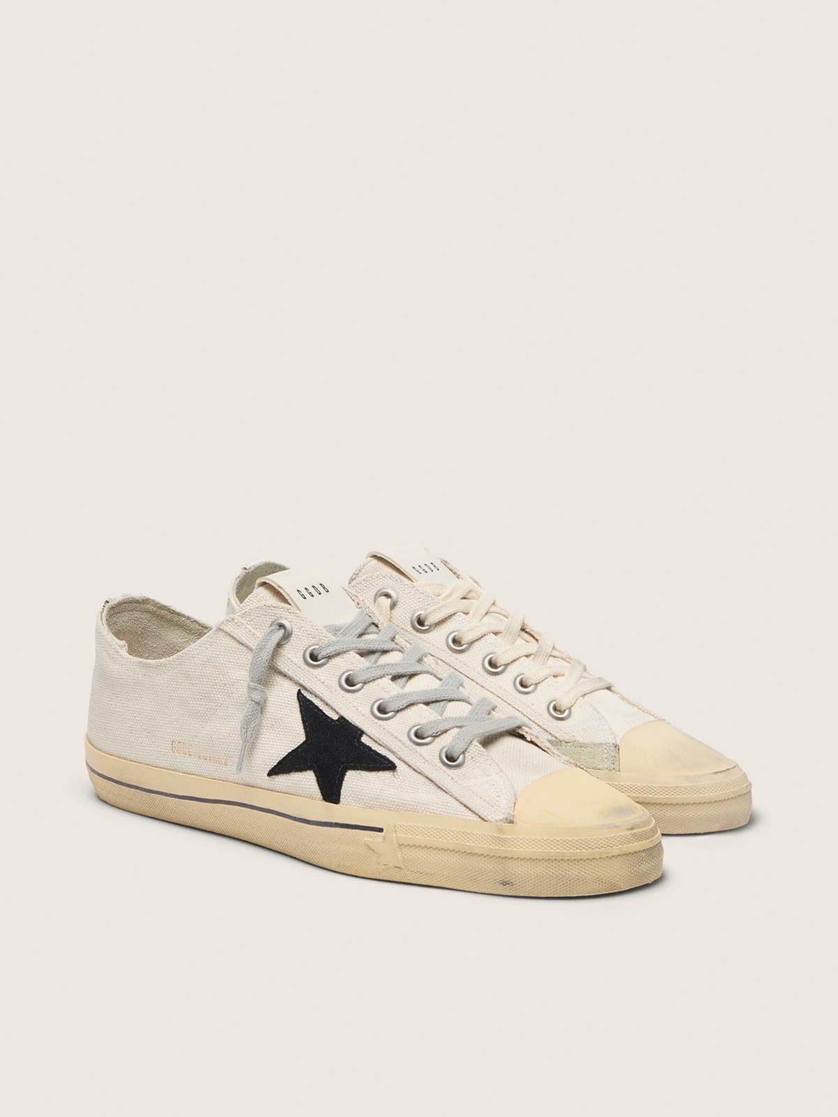 Golden Goose Womens V-Star With Black Suede Star And Embroidered Lettering Womens