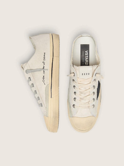 Golden Goose Womens V-Star With Black Suede Star And Embroidered Lettering Womens