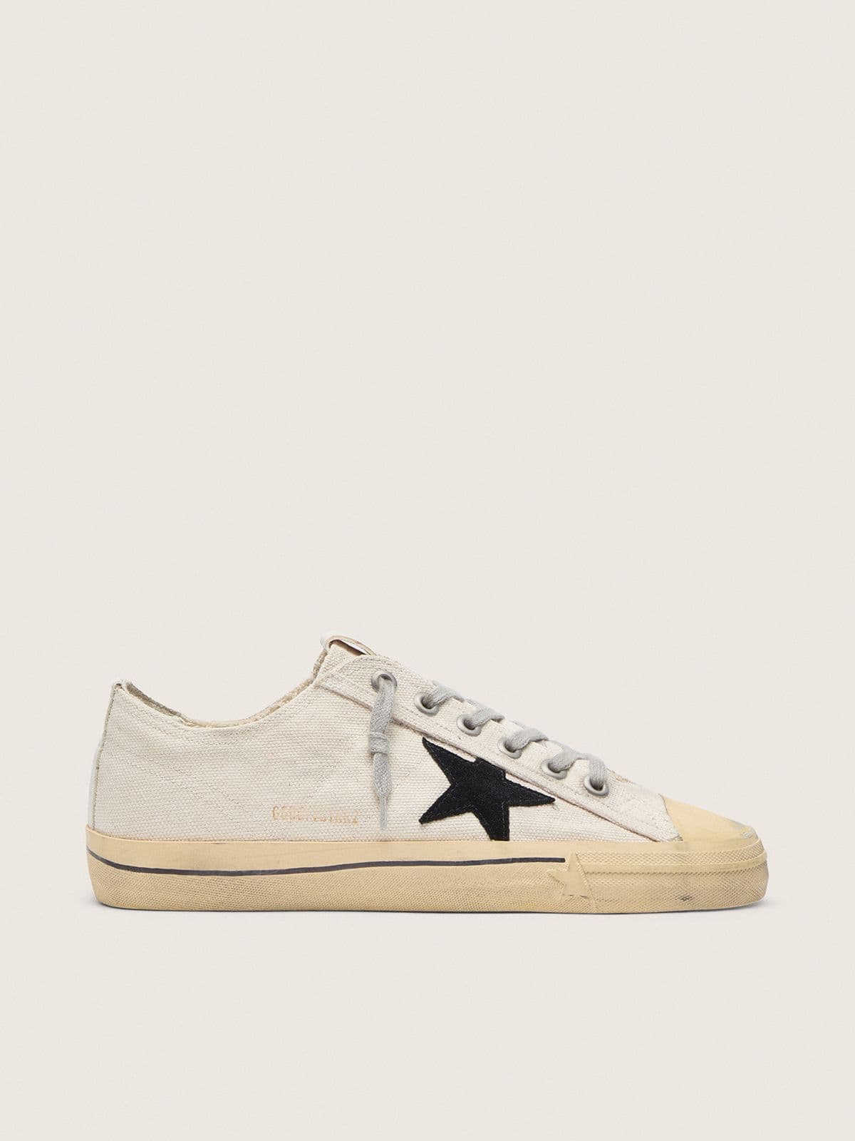 Golden Goose Womens V-Star With Black Suede Star And Embroidered Lettering Womens