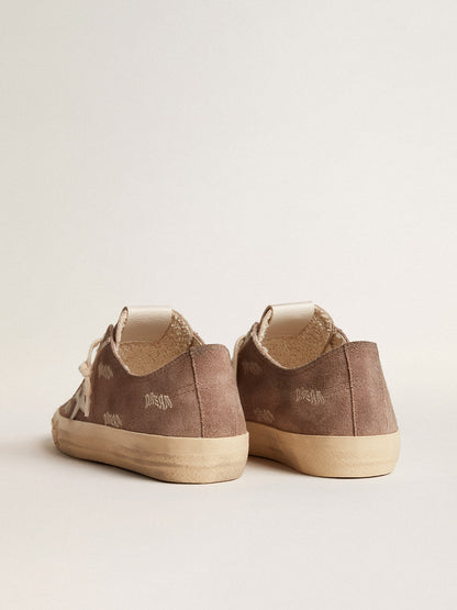 Golden Goose Womens V-Star In Dove-Gray Suede With Light Gray Leather Star Womens