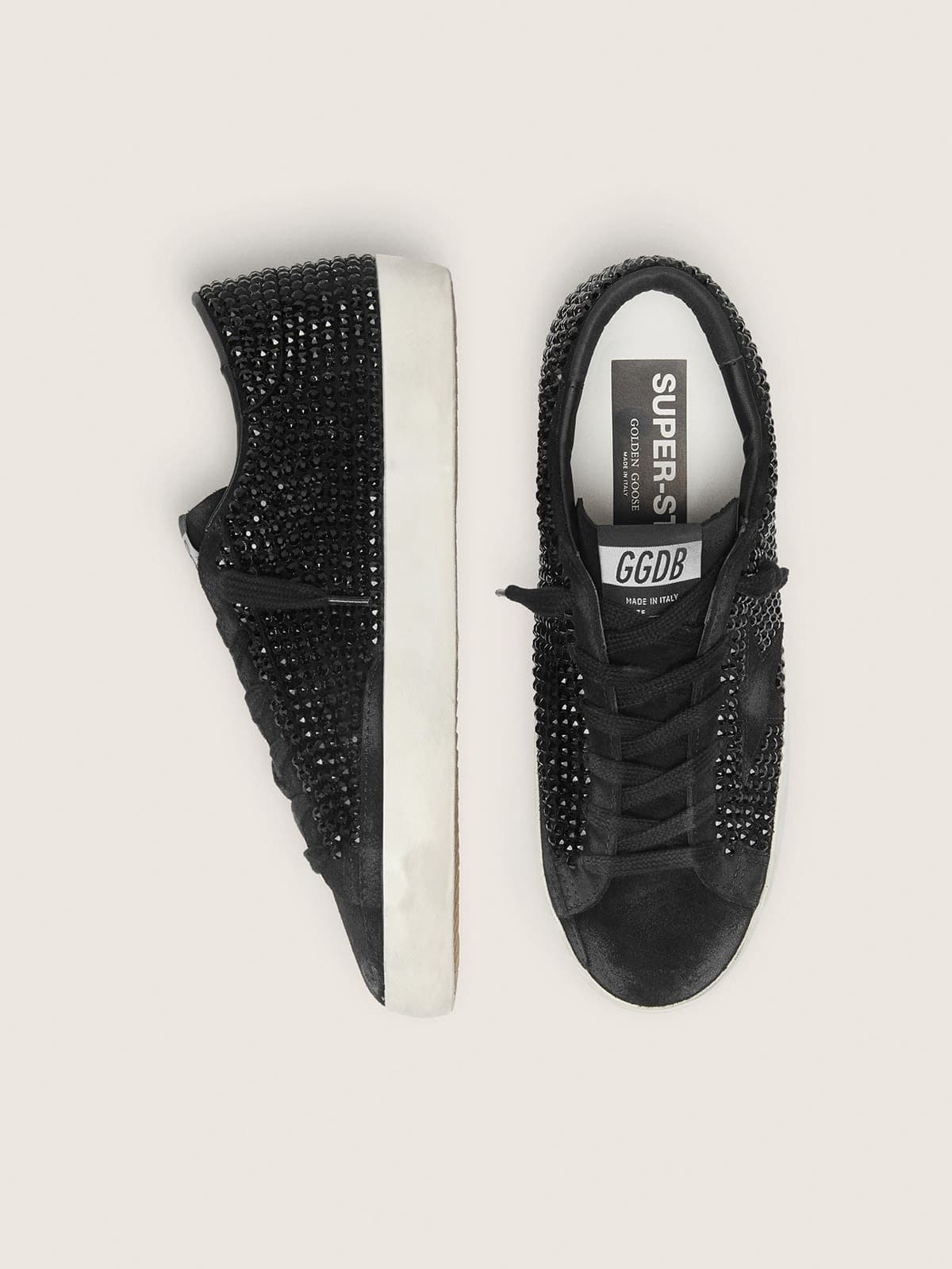 Golden Goose Super-Star In Black Suede With Swarovski Crystals And Black Suede Star Womens