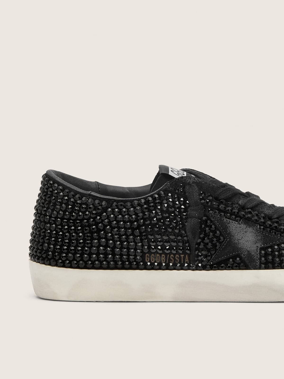 Golden Goose Super-Star In Black Suede With Swarovski Crystals And Black Suede Star Womens
