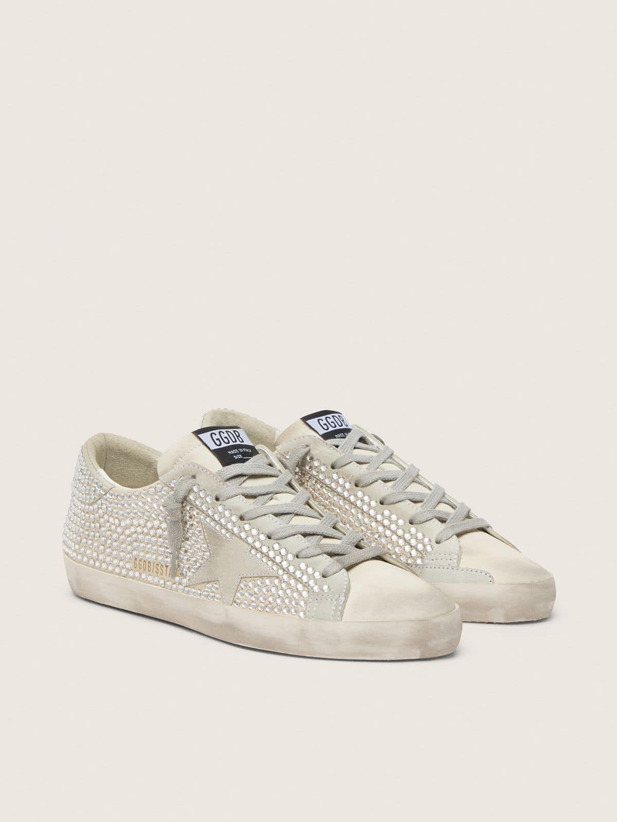 Golden Goose Super-Star In Nubuck With Swarovski Crystals And Ice-Gray Suede Star Womens