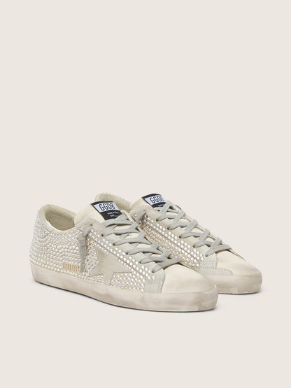 Golden Goose Super-Star In Nubuck With Swarovski Crystals And Ice-Gray Suede Star Womens