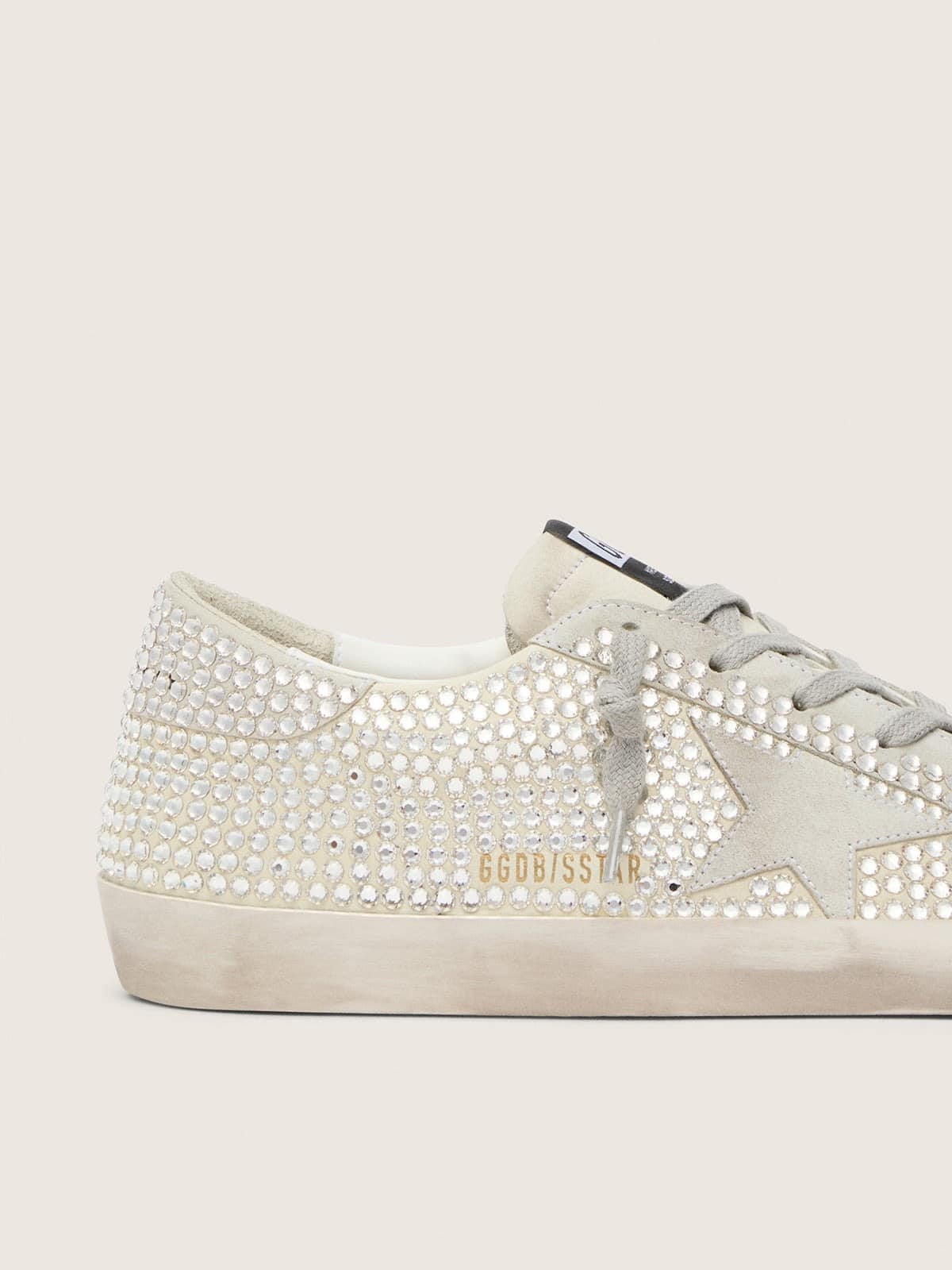 Golden Goose Super-Star In Nubuck With Swarovski Crystals And Ice-Gray Suede Star Womens