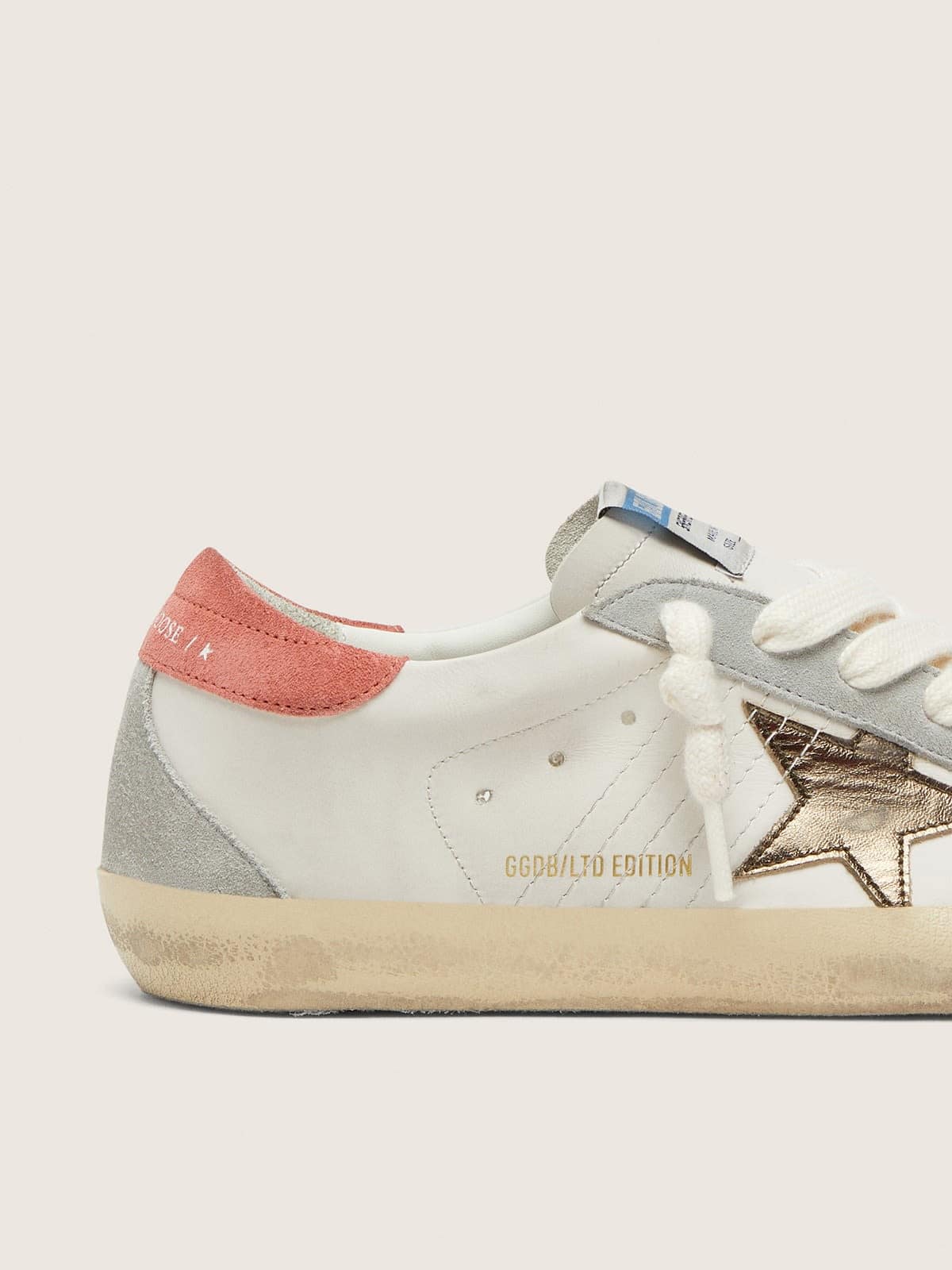 Golden Goose Womens Super-Star Ltd In White Leather With Metallic Bronze Star Womens