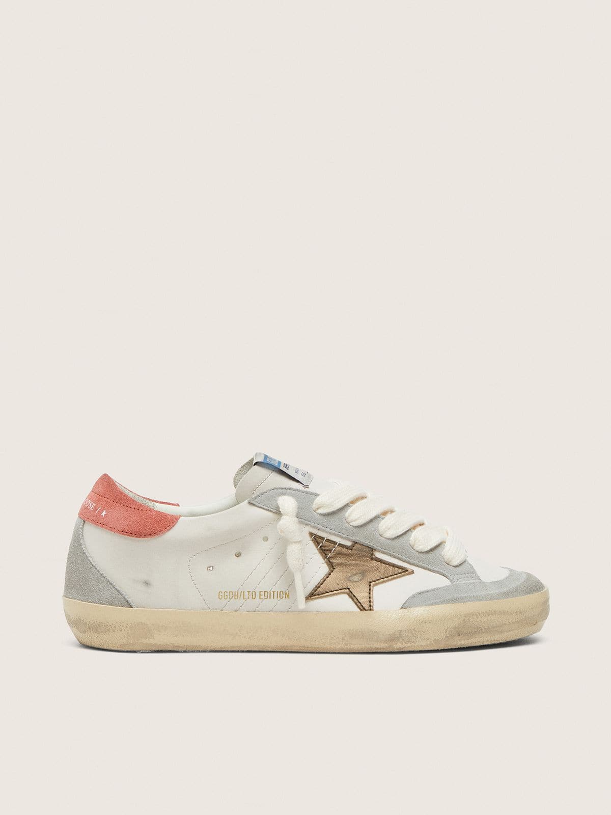 Golden Goose Womens Super-Star Ltd In White Leather With Metallic Bronze Star Womens