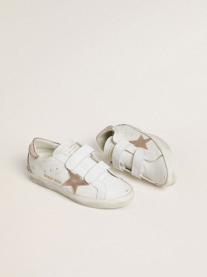 Golden Goose Womens Old School Ltd With Rose Gold Metallic Leather Star And Heel Tab Womens