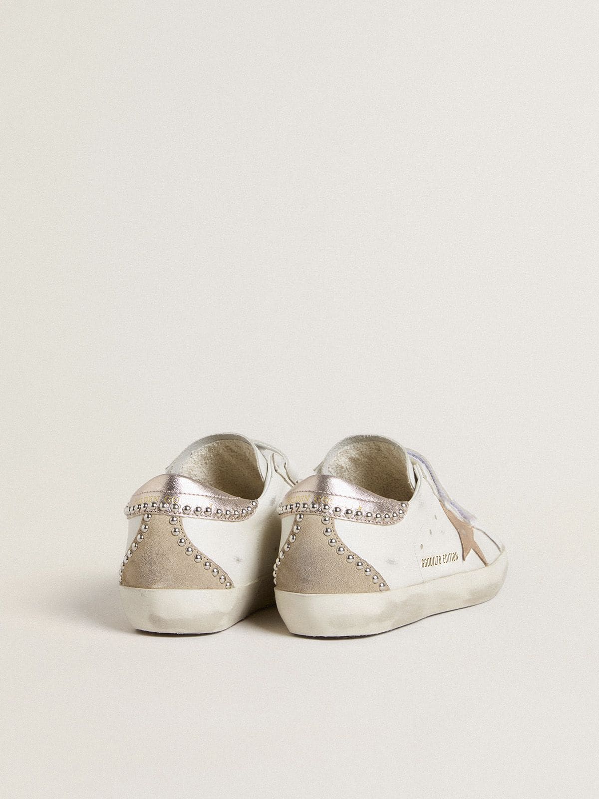 Golden Goose Womens Old School Ltd With Rose Gold Metallic Leather Star And Heel Tab Womens